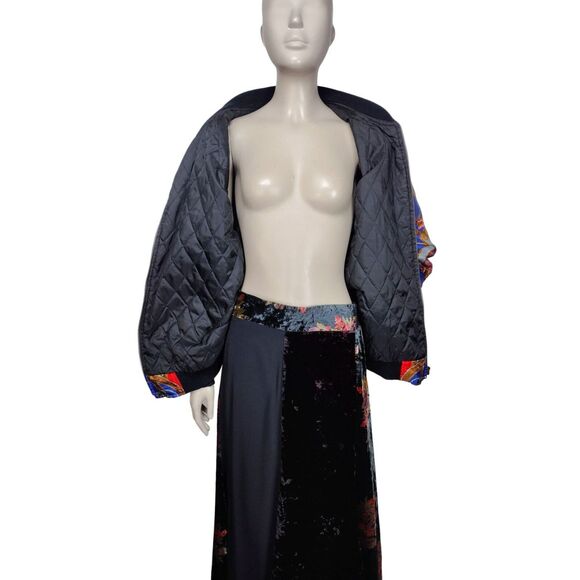 Vintage 80s Baroque Rococo Satin Bomber Jacket Quilted Lining Unisex Adult OSFM - Picture 12 of 12